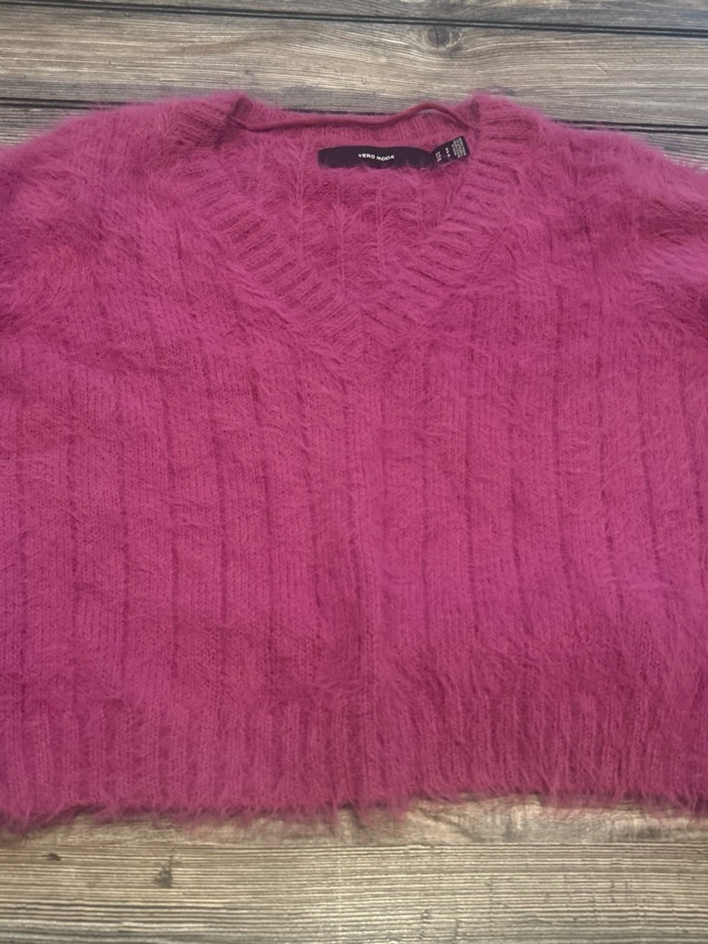 Vero Moda Pink Fuzzy V-Neck Sweater